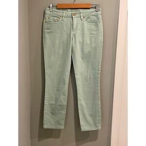 Tory Burch Alexa‎ Cropped Skinny Jeans Size 26 Mint Green Denim Womens